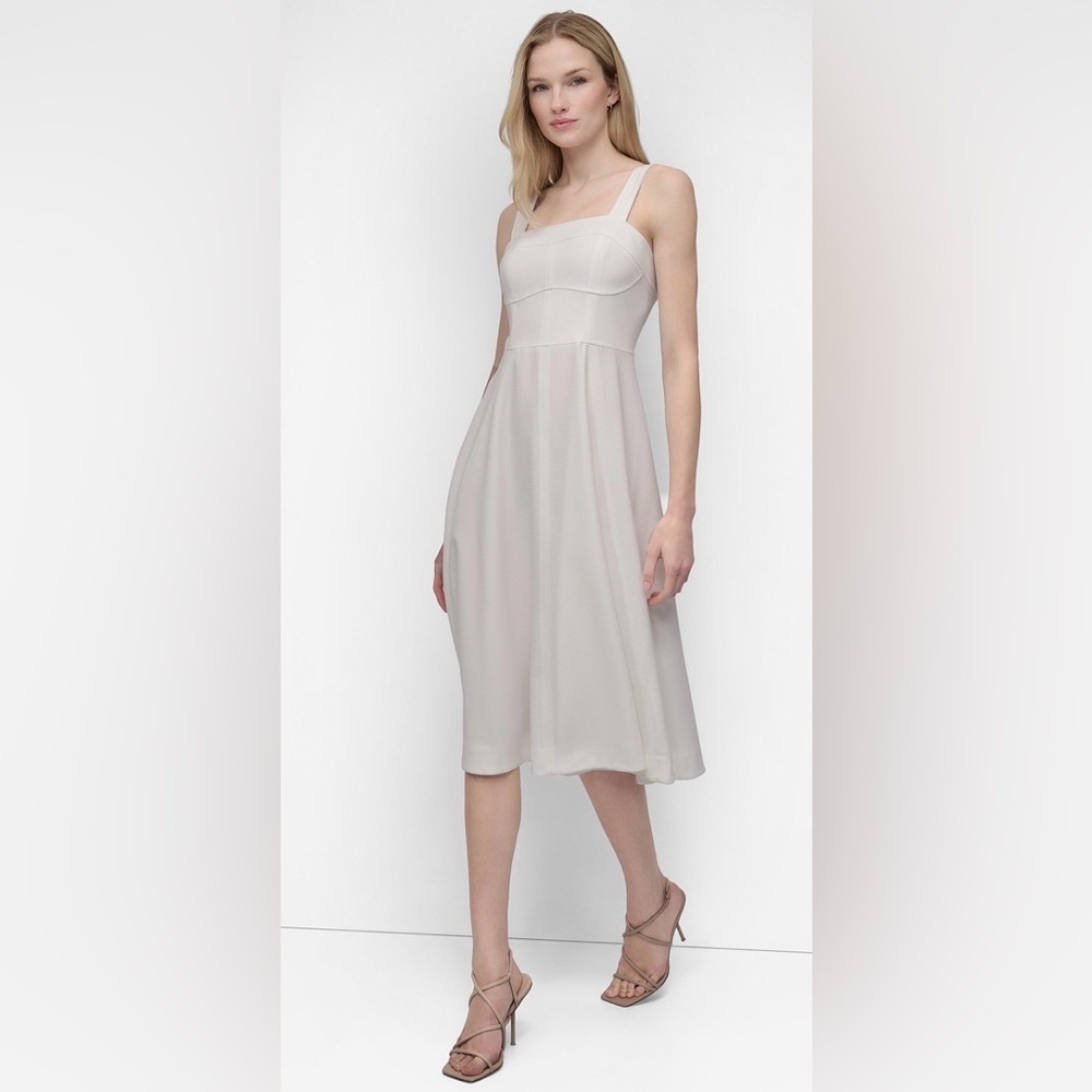 NWT DKNY Square-Neck Sleeveless Midi Dress